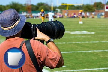 a sporting event photographer - with Arkansas icon