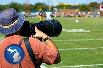 a sporting event photographer - with Michigan icon