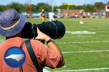 a sporting event photographer - with North Carolina icon
