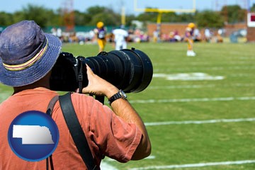 a sporting event photographer - with Nebraska icon