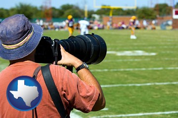 a sporting event photographer - with Texas icon