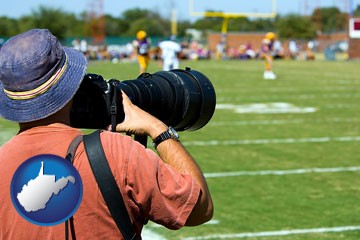 a sporting event photographer - with West Virginia icon